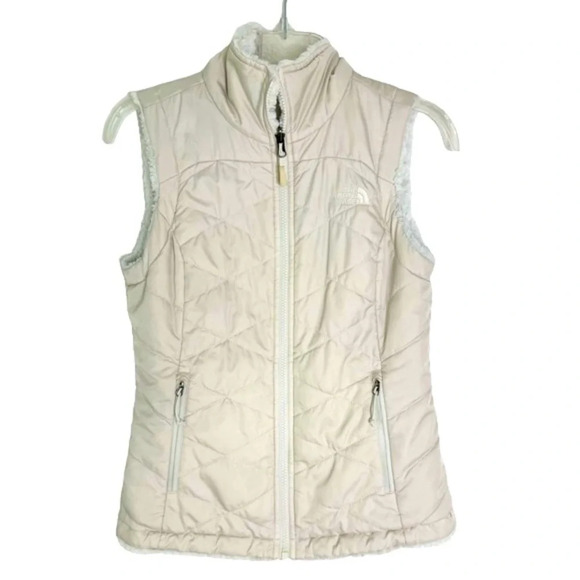 The North Face Reversible Mossbud Insulated Puffer Vest Beige Cream Size XS - Picture 2 of 14
